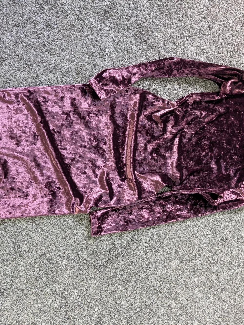 Euc Michael Kors Crushed Velvet Long Sleeve Midi Dress - Plum XXS